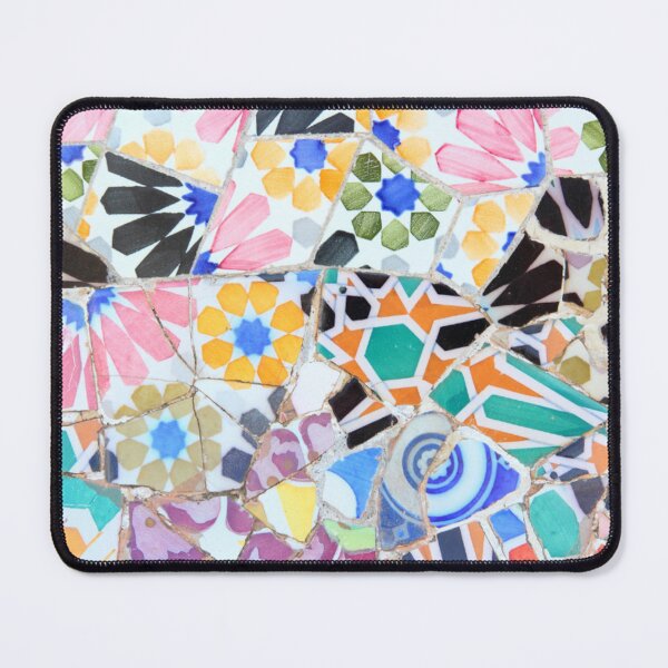 Item preview, Gaudi Tile Barcelona Architecture pink and blue mosaic flowers designed and sold by BlankaDesigns.