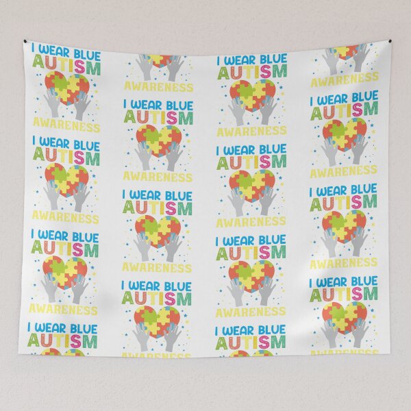 Item preview, I Wear blue Autism Awareness Autistic support Be Positive Aspire To Inspire Happy Life Apparel Essential Motivation Inspiration Joy Mood designed and sold by DesignByHeartUK.