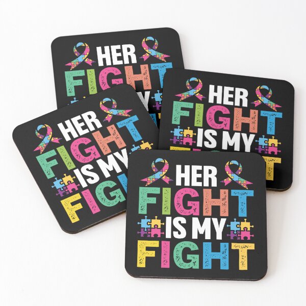 Item preview, Her Fight Is My Fight Autistic support Be Positive Aspire To Inspire Happy Life Apparel Essential Motivation Inspiration Joy Mood designed and sold by DesignByHeartUK.