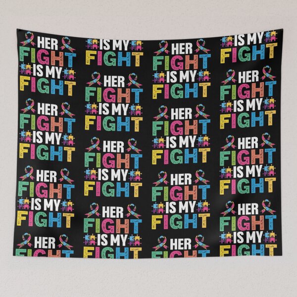 Item preview, Her Fight Is My Fight Autistic support Be Positive Aspire To Inspire Happy Life Apparel Essential Motivation Inspiration Joy Mood designed and sold by DesignByHeartUK.