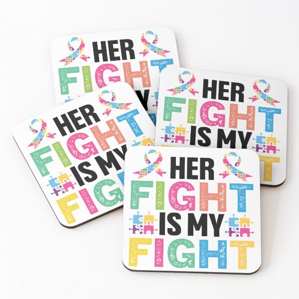 Item preview, Her Fight Is My Fight Autistic support Be Positive Aspire To Inspire Happy Life Apparel Essential Motivation Inspiration Joy Mood designed and sold by DesignByHeartUK.