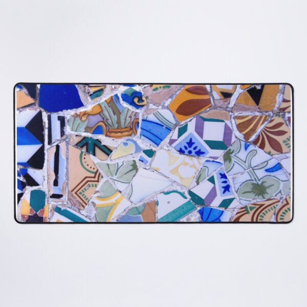 Item preview, Gaudi Tile Barcelona Architecture blue mosaic flowers designed and sold by BlankaDesigns.