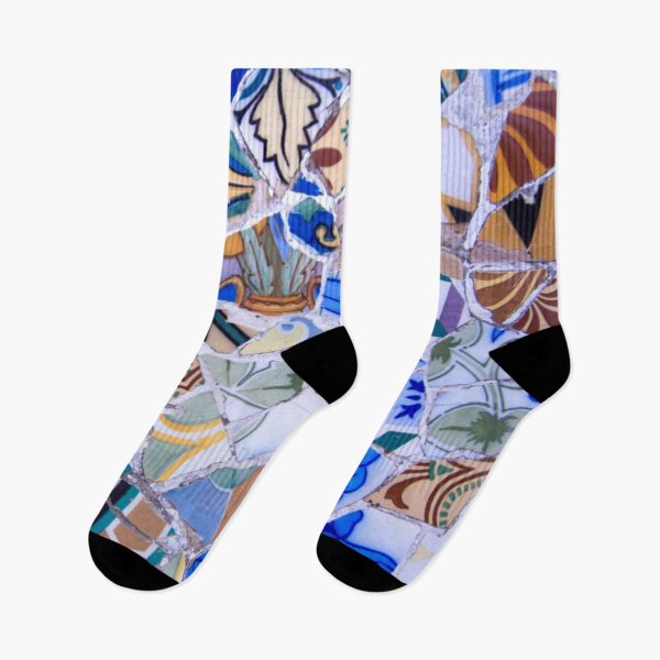 Item preview, Gaudi Tile Barcelona Architecture blue mosaic flowers designed and sold by BlankaDesigns.