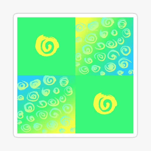 Screaming Green Bright Yellow Aqua Blue Spirals Swirls Geometric Repeat Sticker