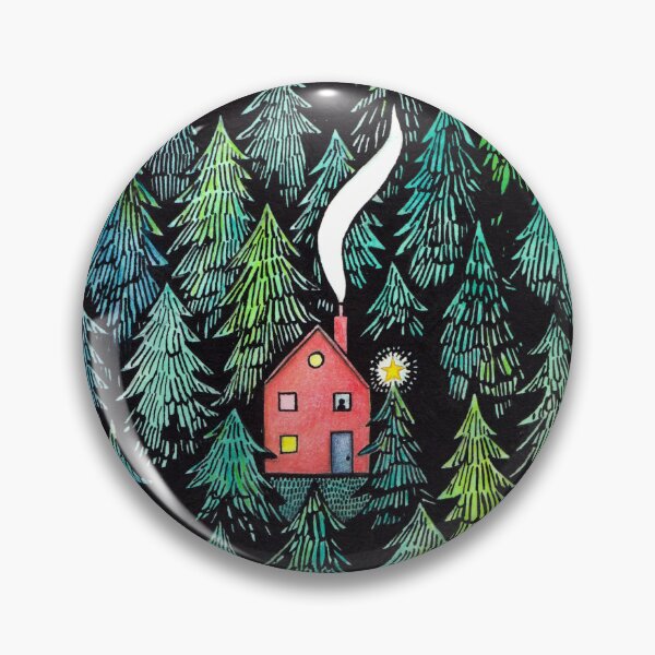 Item preview, Little house in the forest with a wisp of chimney smoke and a shining star designed and sold by Marionibird.