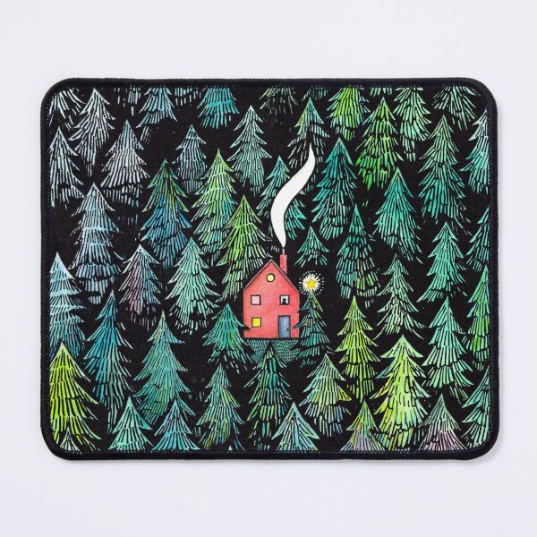 Item preview, Little house in the forest with a wisp of chimney smoke and a shining star designed and sold by Marionibird.