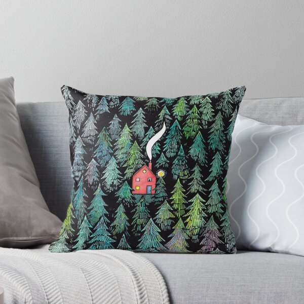 Item preview, Little house in the forest with a wisp of chimney smoke and a shining star designed and sold by Marionibird.