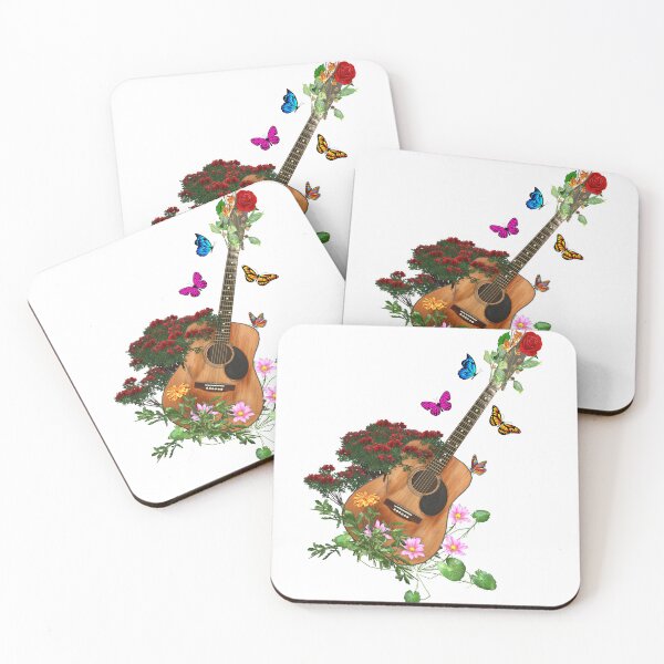 Item preview, Old Nature Guitar & Countryside flowers with Butterflies designed and sold by captainpeter.