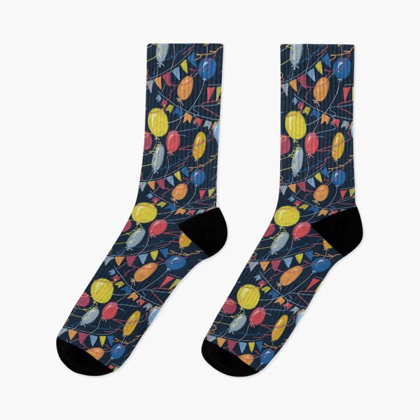 Item preview, Seamless holiday pattern, colored balloons, flags on a dark background, pastel drawing, paper texture, pastel texture. designed and sold by UVI-CA.
