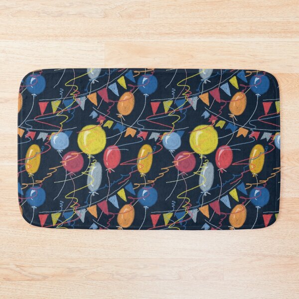 Item preview, Seamless holiday pattern, colored balloons, flags on a dark background, pastel drawing, paper texture, pastel texture. designed and sold by UVI-CA.