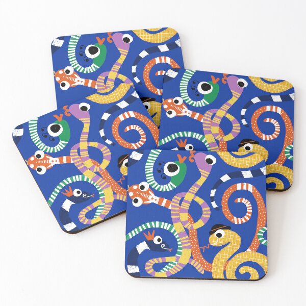 Item preview, Cute Crazy Snakes Electric Blue designed and sold by susycosta.