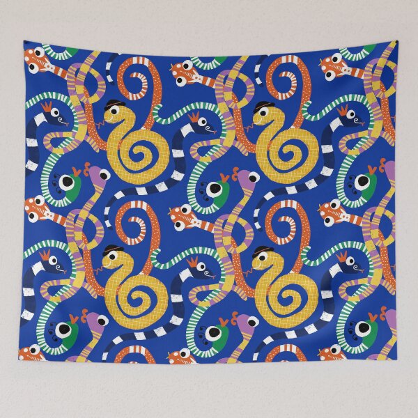 Item preview, Cute Crazy Snakes Electric Blue designed and sold by susycosta.