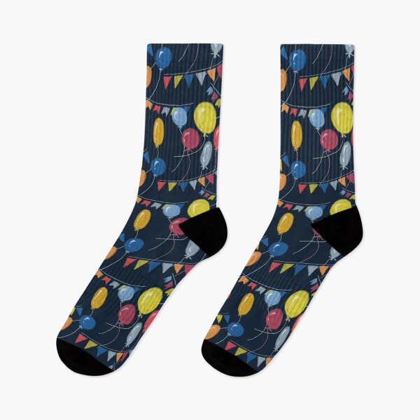 Item preview, Seamless holiday pattern, colored balloons, flags on a dark background, pastel drawing, paper texture, pastel texture. designed and sold by UVI-CA.