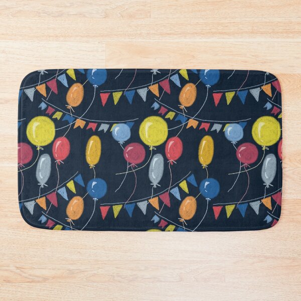 Item preview, Seamless holiday pattern, colored balloons, flags on a dark background, pastel drawing, paper texture, pastel texture. designed and sold by UVI-CA.