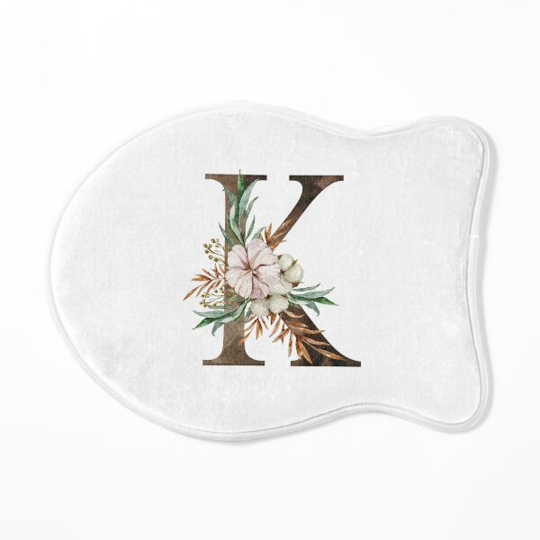 Watercolor floral K wedding monogram letter print Cat Mat