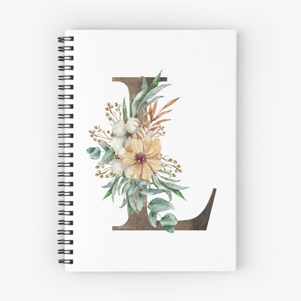 Item preview, Watercolor floral L wedding monogram letter print designed and sold by tiana-geo.