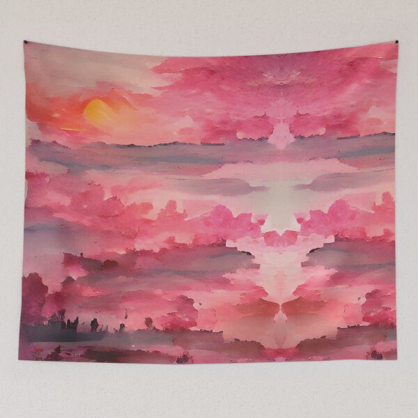 Item preview, Pink Sunset Painting designed and sold by Unaiza Khalid.