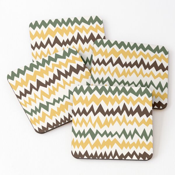 Item preview, Modern minimalist zigzag extract in mustard, forest green and chocolate brown  designed and sold by FrancesPoff.