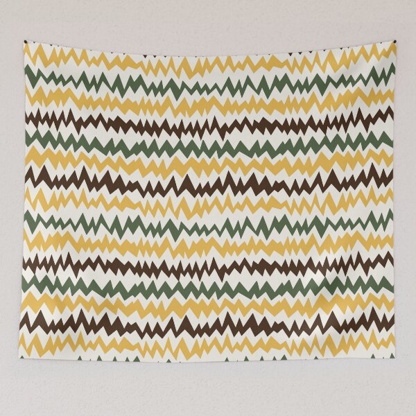 Item preview, Modern minimalist zigzag extract in mustard, forest green and chocolate brown designed and sold by FrancesPoff.