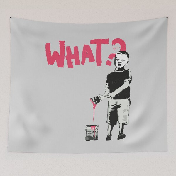 Item preview, Banksy Rebellious Street Art Boy Painting What? designed and sold by WE-ARE-BANKSY.
