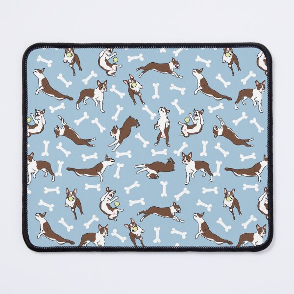 Item preview, Playing Red Boston Terrier - Blue Background designed and sold by Lulupainting.