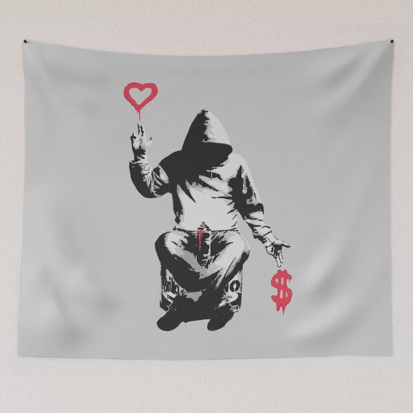 Item preview, Love Over Money - Street Art Graffiti Banksy designed and sold by WE-ARE-BANKSY.