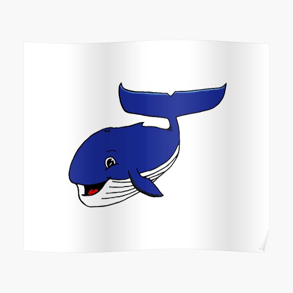 Happy Blue Whale Cartoonish\