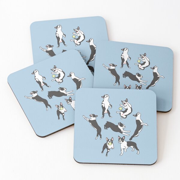Item preview, Playing Black Boston Terrier - Blue Background designed and sold by Lulupainting.