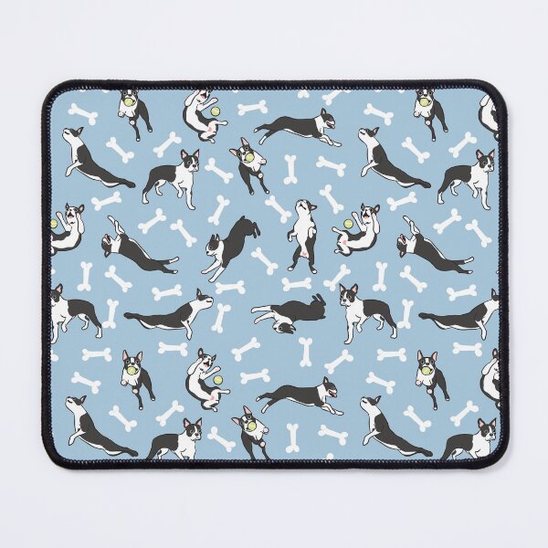 Item preview, Playing Black Boston Terrier - Blue Background designed and sold by Lulupainting.