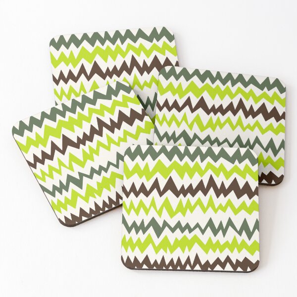 Item preview, Modern minimalist zigzag extract in forest green, cream, lime green and chocolate brown  designed and sold by FrancesPoff.