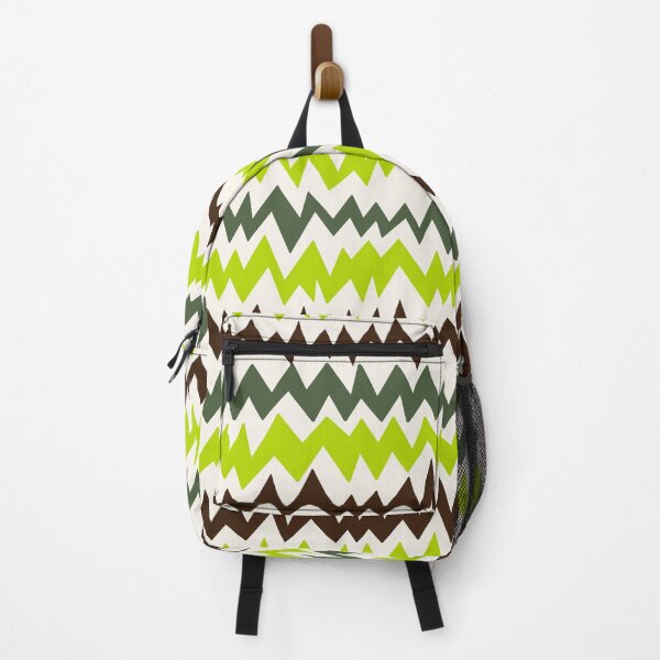 Item preview, Modern minimalist zigzag extract in forest green, cream, lime green and chocolate brown  designed and sold by FrancesPoff.