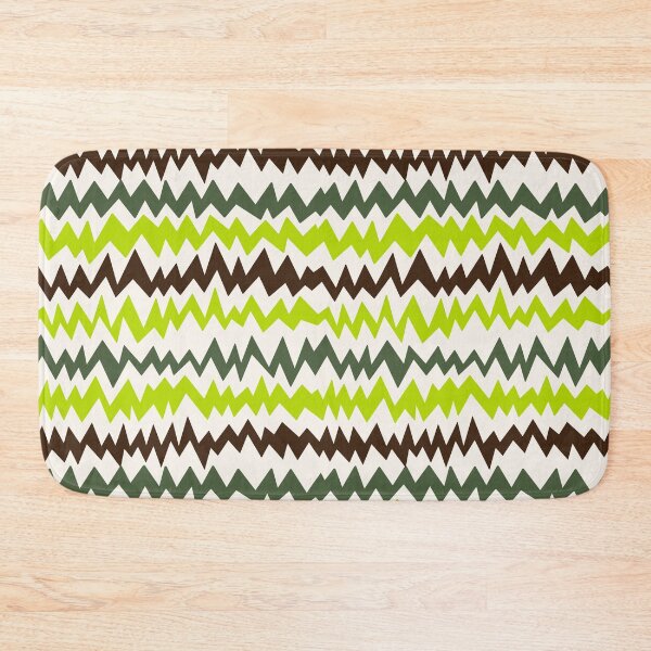 Item preview, Modern minimalist zigzag extract in forest green, cream, lime green and chocolate brown  designed and sold by FrancesPoff.