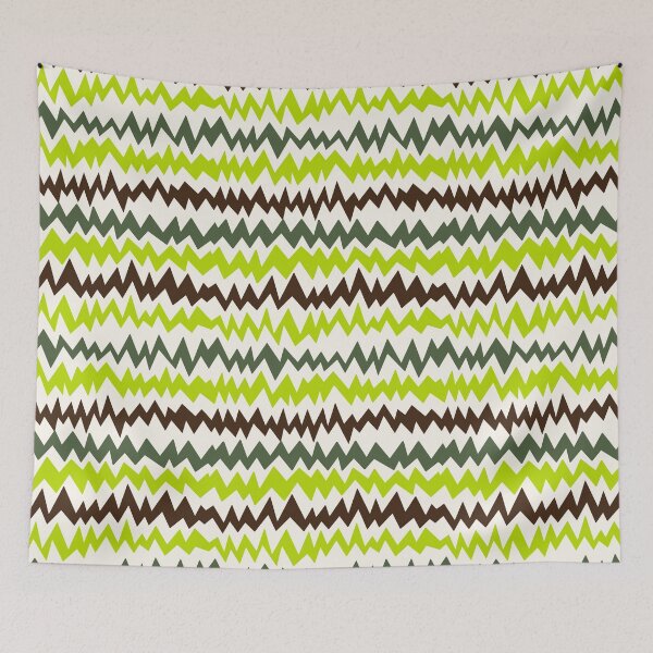 Item preview, Modern minimalist zigzag extract in forest green, cream, lime green and chocolate brown designed and sold by FrancesPoff.