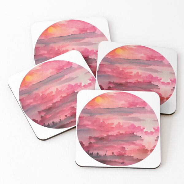 Item preview, Pink Sunset Painting - cicular designed and sold by Unaiza Khalid.