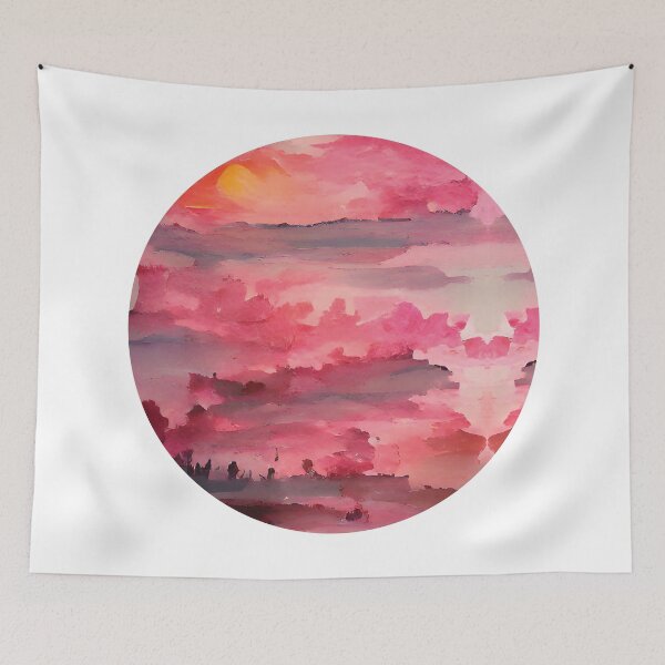 Item preview, Pink Sunset Painting - cicular designed and sold by Unaiza Khalid.