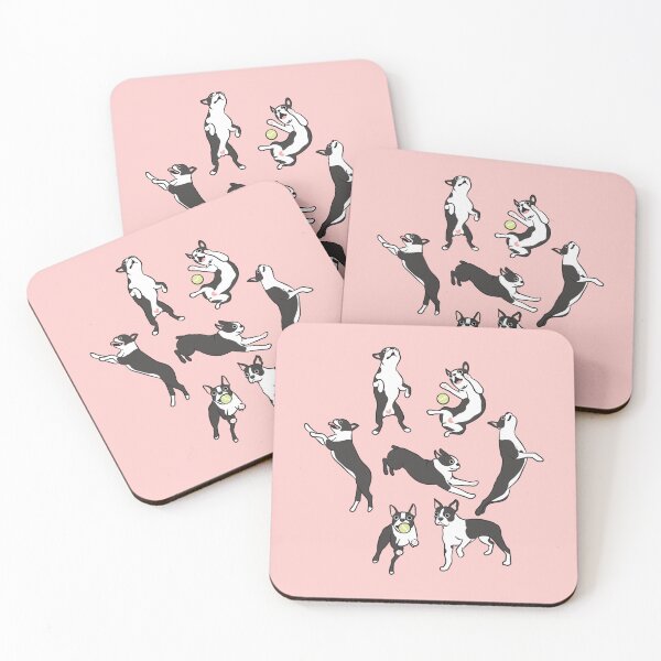 Item preview, Playing Black Boston Terrier - Pink Background designed and sold by Lulupainting.