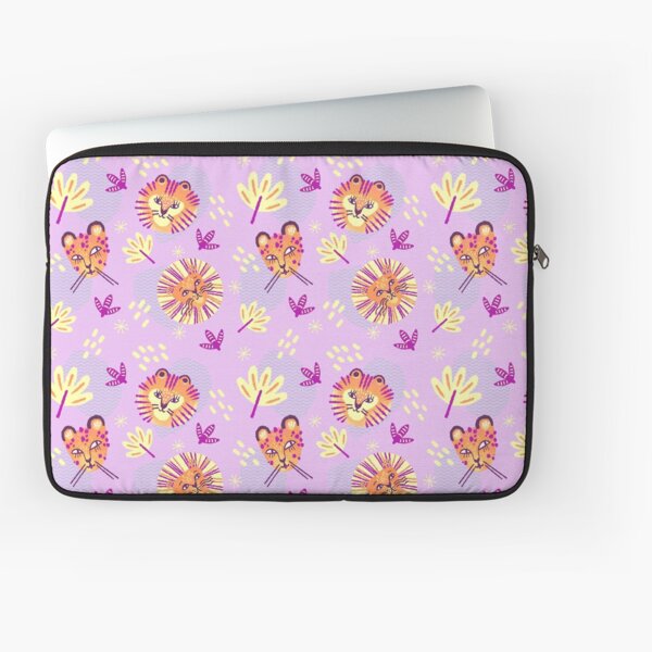 Wild Cats Tiger Leopard Lion sur rose pastel Housse d'ordinateur