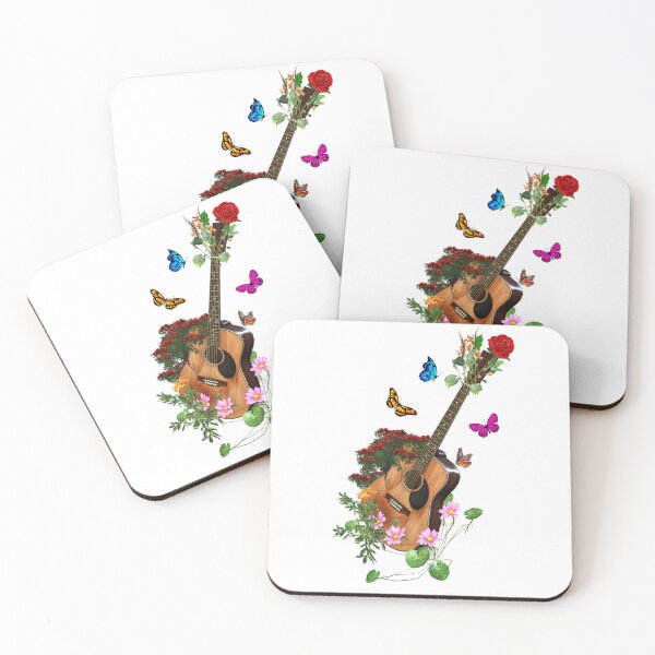 Item preview, Old Nature Guitar & Countryside Flowers with Butterflies designed and sold by captainpeter.