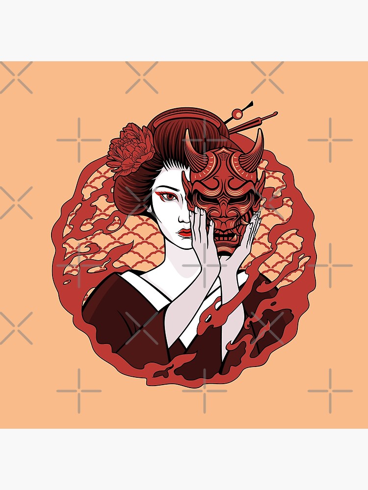 "Japanese woman with demon mask." Poster for Sale by ProfiTrollka2