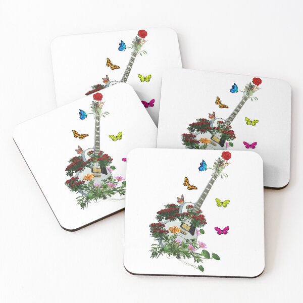 Item preview, White Nature Guitar & Countryside Flowers with Butterflies designed and sold by captainpeter.