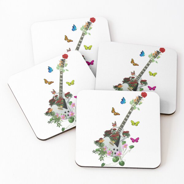 Item preview, White Nature Guitar & Countryside Flowers with Butterflies designed and sold by captainpeter.