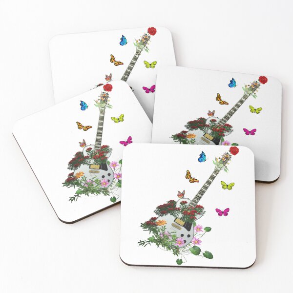Item preview, White Nature Guitar & Countryside Flowers with Butterflies designed and sold by captainpeter.