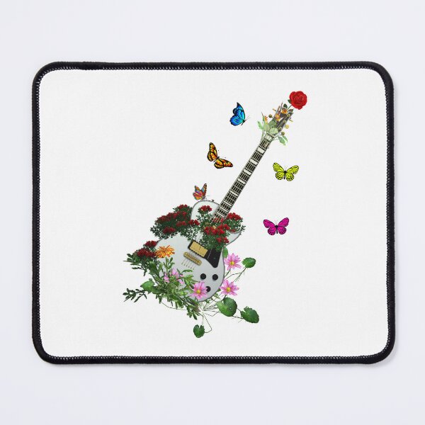 Item preview, White Nature Guitar & Countryside Flowers with Butterflies designed and sold by captainpeter.