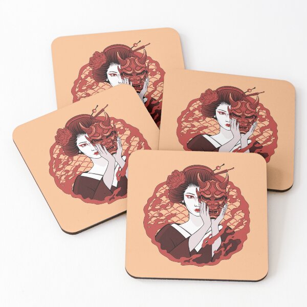 Item preview, Japanese woman with demon mask. designed and sold by Anna Reutova.