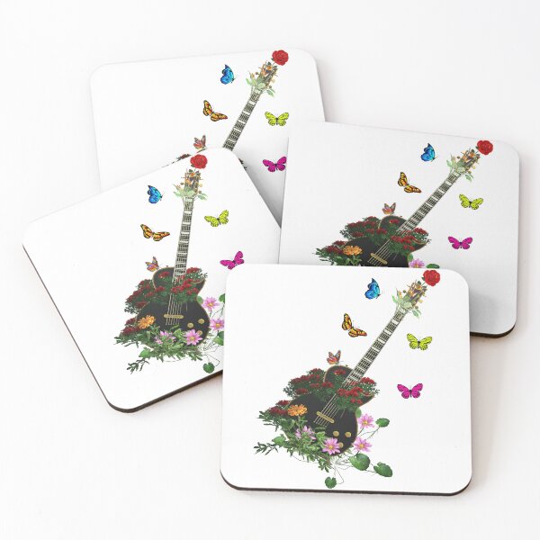 Item preview, Black Nature Guitar & Countryside Flowers with Butterflies designed and sold by captainpeter.