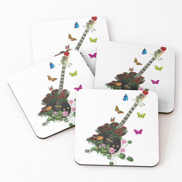 Item preview, Black Nature Guitar & Countryside Flowers with Butterflies designed and sold by captainpeter.