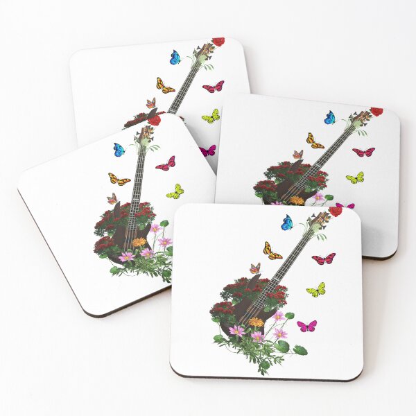 Item preview, Bass Nature Guitar & Countryside Flowers with Butterflies designed and sold by captainpeter.