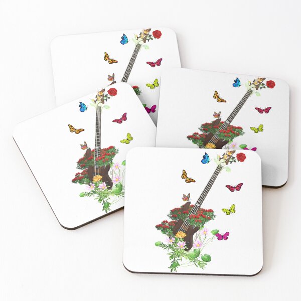 Item preview, Bass Nature Guitar & Countryside Flowers with Butterflies designed and sold by captainpeter.