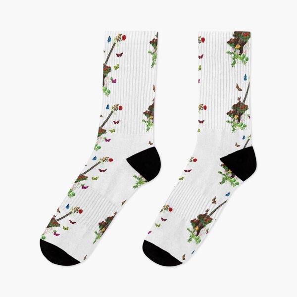 Item preview, Bass Nature Guitar & Countryside Flowers with Butterflies designed and sold by captainpeter.