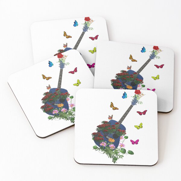 Item preview, Blue Nature Guitar & Countryside Flowers with Butterflies designed and sold by captainpeter.